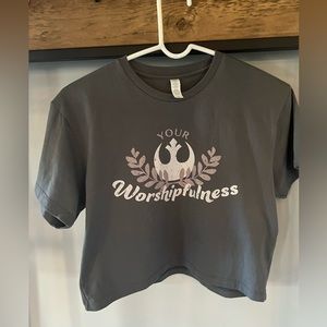 Heroes & Villains LEIA YOUR WORSHIPFULNESS CROPPED CHARCOAL TEE